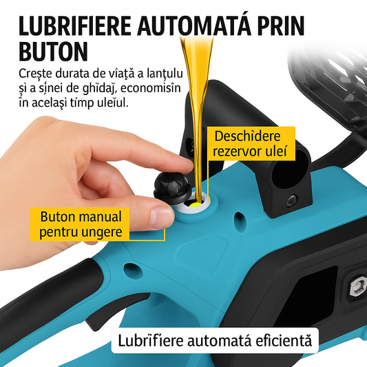 Drujba Electrică Fara fir- Motofierăstrău, 1200W, 2 LAME  12 inch, 2 Acumulatori 48V, 13000 mAh Lithium