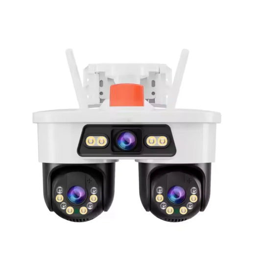 Cameră de Supraveghere WiFi Jortan 9MP cu 3 Lentile, Cap Dual, Rotire PTZ 355°, Viziune Nocturnă, Compatibilă cu aplicația Yoosee