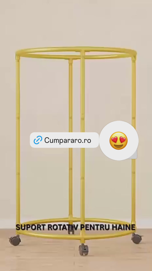 Suport Rotund de Haine – Oțel Inox Cromat 130 cm, 40 kg, pe Roți